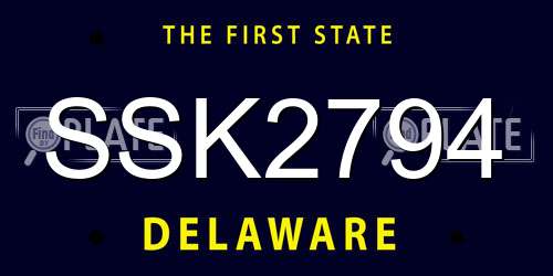 SSK2794 Delaware License Plate
