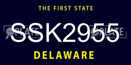 SSK2955 Delaware License Plate