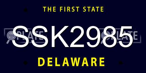 SSK2985 Delaware License Plate