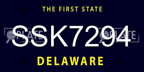 SSK7294 Delaware License Plate