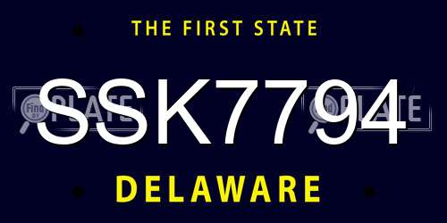 SSK7794 Delaware License Plate