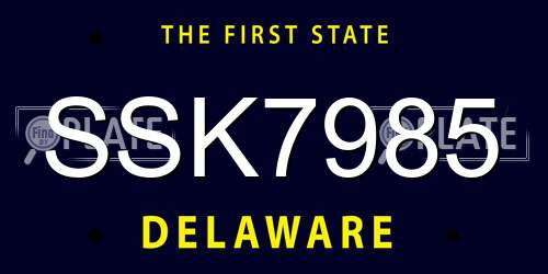 SSK7985 Delaware License Plate