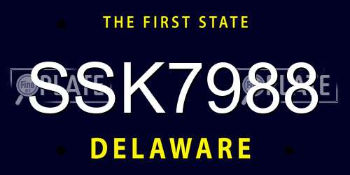 SSK7988 Delaware License Plate