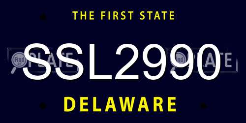 SSL2990 Delaware License Plate