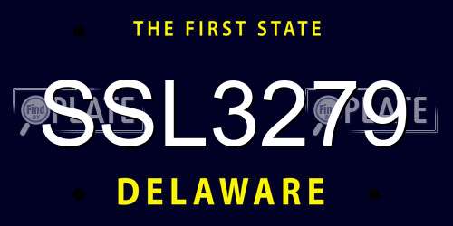 SSL3279 Delaware License Plate