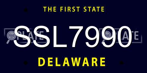 SSL7990 Delaware License Plate