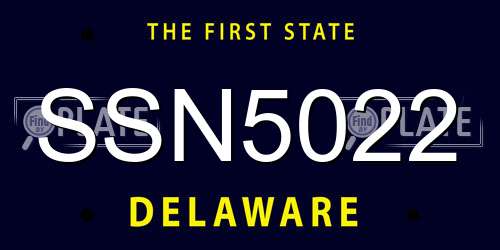 SSN5022 Delaware License Plate