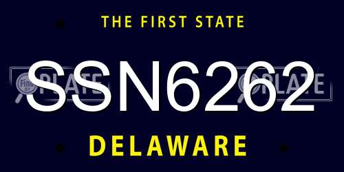 SSN6262 Delaware License Plate