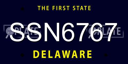SSN6767 Delaware License Plate