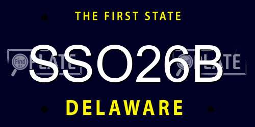 SSO26B Delaware License Plate