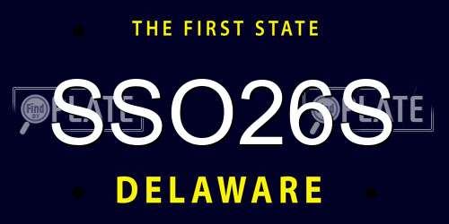 SSO26S Delaware License Plate
