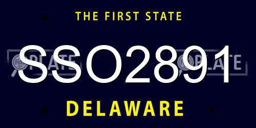 SSO2891 Delaware License Plate