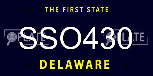 SSO430 Delaware License Plate