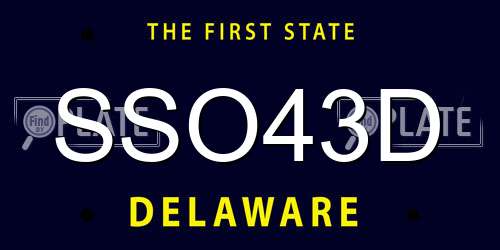SSO43D Delaware License Plate