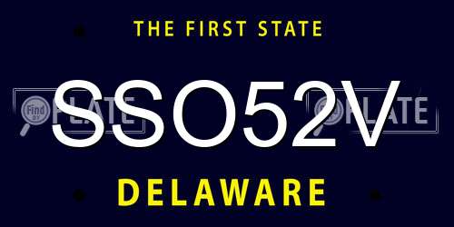 SSO52V Delaware License Plate