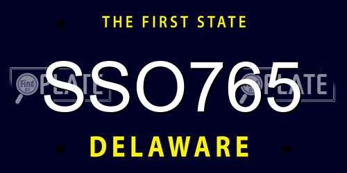 SSO765 Delaware License Plate