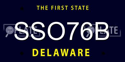 SSO76B Delaware License Plate