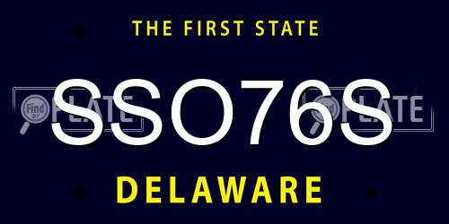 SSO76S Delaware License Plate