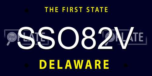 SSO82V Delaware License Plate