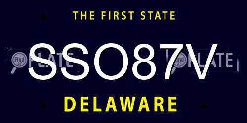 SSO87V Delaware License Plate