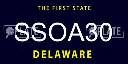 SSOA30 Delaware License Plate