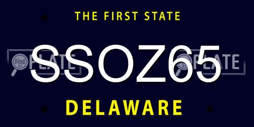 SSOZ65 Delaware License Plate