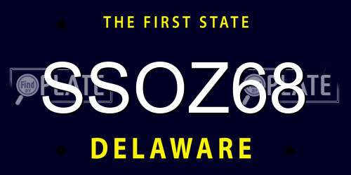 SSOZ68 Delaware License Plate