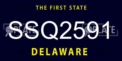 SSQ2591 Delaware License Plate