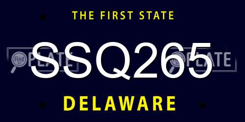 SSQ265 Delaware License Plate