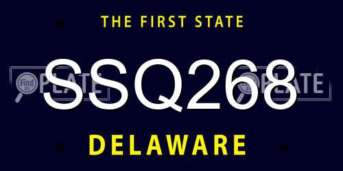 SSQ268 Delaware License Plate