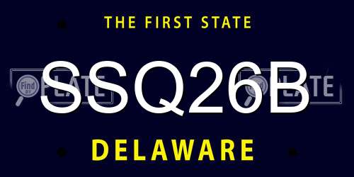 SSQ26B Delaware License Plate