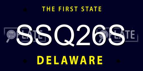 SSQ26S Delaware License Plate