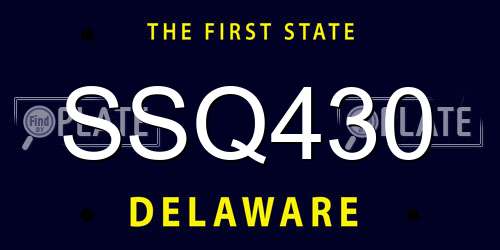 SSQ430 Delaware License Plate