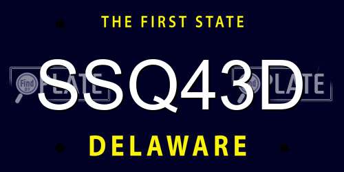 SSQ43D Delaware License Plate