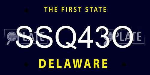 SSQ43O Delaware License Plate