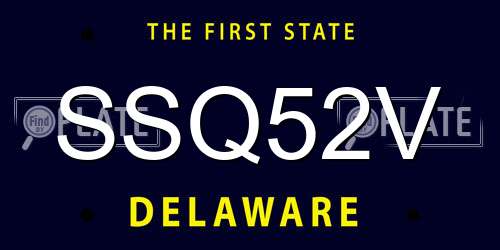 SSQ52V Delaware License Plate