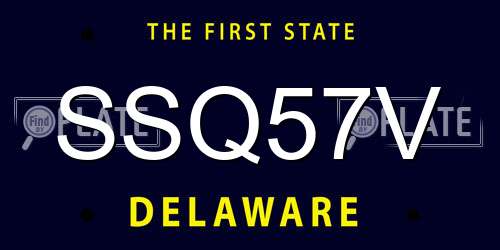 SSQ57V Delaware License Plate