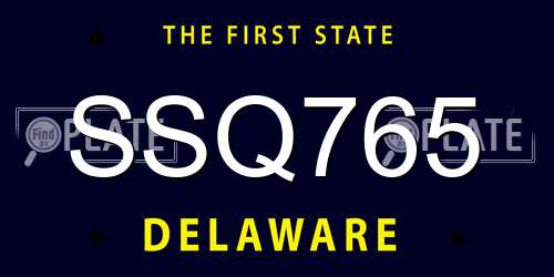 SSQ765 Delaware License Plate