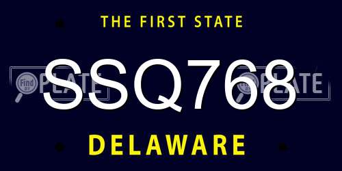 SSQ768 Delaware License Plate