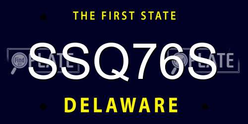 SSQ76S Delaware License Plate