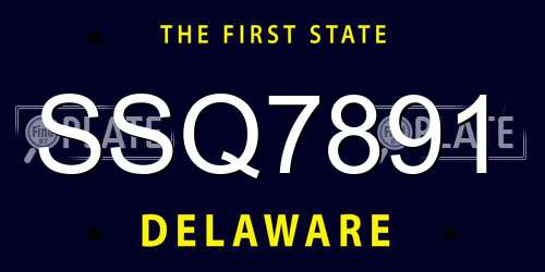 SSQ7891 Delaware License Plate