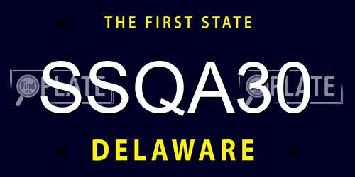 SSQA30 Delaware License Plate