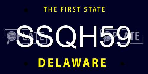SSQH59 Delaware License Plate
