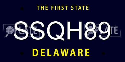 SSQH89 Delaware License Plate