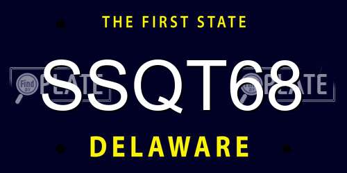 SSQT68 Delaware License Plate