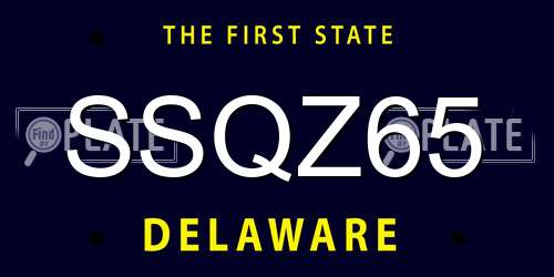 SSQZ65 Delaware License Plate