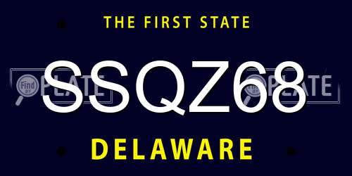 SSQZ68 Delaware License Plate