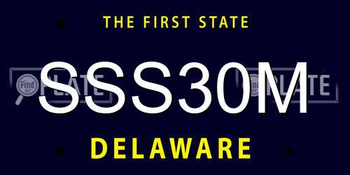 SSS30M Delaware License Plate