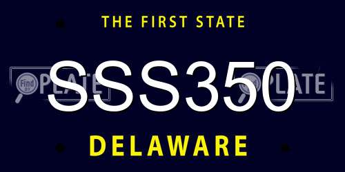 SSS350 Delaware License Plate