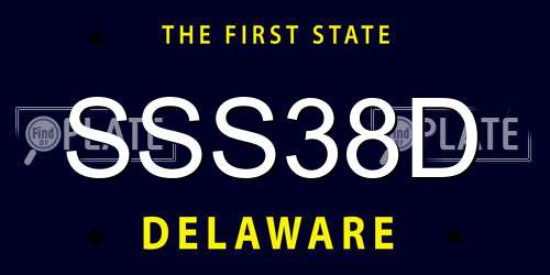 SSS38D Delaware License Plate